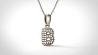 Model 519 Camber Initial B Letter Diamond Pendant | 3D