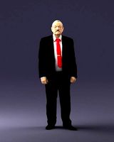 Grandfather with mustache in dark jacket 0392 3D Print Ready | 3D