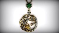 Medusa Gorgon Greek Myth Emerald and Ruby Necklace | 3D