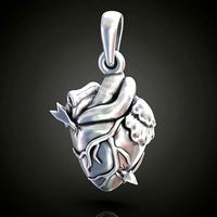 Pendant heart arrow Cupid anatomic | 3D