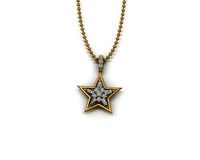 Strar shape gold locket 153 | 3D