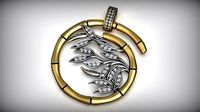 Tao Bambu Gold Diamond Luxury Pendant | 3D
