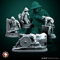 Wounded militia set 4 miniatures 32mm pre-supported | 3D