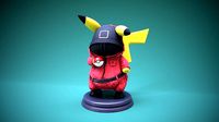 squid game Pikachu - Pika pink soldier -  Ready for 3D print | 3D