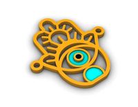 Gold Hamsa Hand Pendant  | 3D