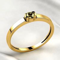 3mm Citrine Gold Ring | 3D