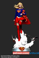supergirl saves the cat | 3D