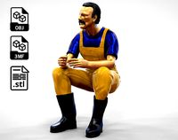 N6 Old Fisherman sitting | 3D