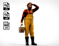 N5 Old Fisherman with Bucket | 3D