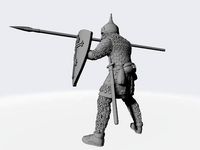 Medieval Russian Heavy infantry with spear | 3D
