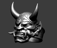 Ring Hannya Oni Demon Samurai Mask | 3D