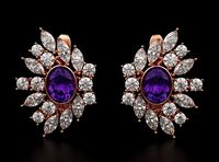Earrings with marquise and diamonds 593 | 3D