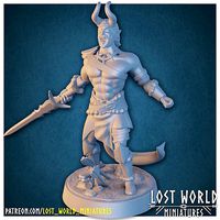 Tiefling Barbarian - Supported - 3D printable - | 3D