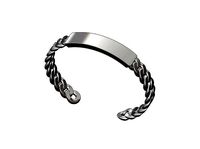 Solid Engravable tag Cuban link chain cuff bracelet | 3D