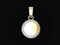 DAINTY ROUND DIAMOND DOGTAG ID FRAME PENDANT | 3D