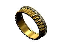 Diamond triangular facets motif band | 3D