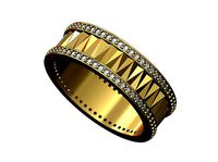 Diamond triangular facets band | 3D