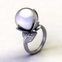 Lotos Ring with Pearl | 3D