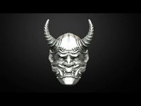 Traditional Japanese Hannya Mask Magnet Oni Mask Samurai Mask  | 3D