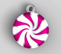 Creamy cherry lollipop enamel pendant | 3D