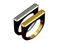 Side chamfered flat top rectangular signet ring | 3D
