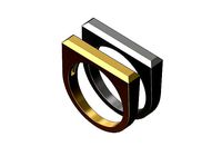 Chamfered flat top rectangular signet ring | 3D