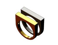 Flat top rectangular signet ring | 3D