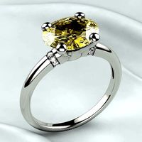 Oval Citrine Fashion Gold Ring | 3D