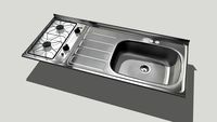 Tarja de Empotrar con Estufa dos Quemadores 120x52cm // Sink with 2 burner stove gas