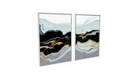 Conjunto com 2 quadros decorativos Ondas Abstratas