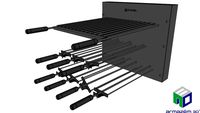 Churrasqueira Rotativa + Grelha Argentina - linha super premium - 7 espetos suspensos