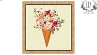 QUADRO INFANTIL - SORVETE FLORAL 35x35CM
