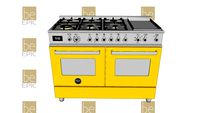 Fogão 6 Bocas com Forno Elétrico e Chapa Amarelo Bertazzoni - 120 C