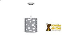 Lustre Tubular Pompom Nuvem Cinza - Potinho de Mel