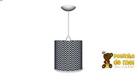 Lustre Tubular Pompom Chevron Marinho - Potinho de Mel