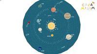Tapete Playmat Sistema Solar Azul Redondo