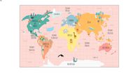 Tapete Playmat Mapa Mundi Rosa Retangular