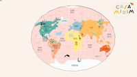 Tapete Playmat Mapa Mundi Rosa Oval