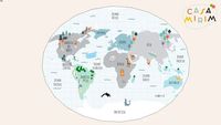 Tapete Playmat Mapa Mundi Cinza Oval