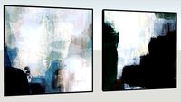 Conjunto com 2 Quadros Decorativos Pintura Abstrata