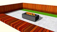 Firepit, Rectangular with Fire and Simulated Charcoal Briquets