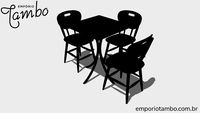 Jogo de mesa quadrada preta madeira com 3 cadeiras para cozinha ou restaurante - Empório Tambo