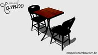 Jogo de mesa quadrada madeira com 2 cadeiras para cozinha ou restaurante - Preta - Empório Tambo