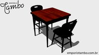 Mesa de jantar madeira quadrada 2 cadeiras para cozinha pequena - Preta - Empório Tambo