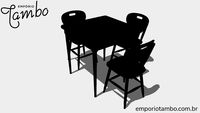 Mesa de jantar madeira preta quadrada 3 cadeiras para cozinha pequena - Empório Tambo