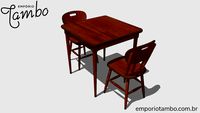 Mesa de jantar madeira quadrada 2 cadeiras para cozinha pequena - Imbuia - Empório Tambo