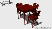 Mesa de jantar madeira quadrada 3 cadeiras para cozinha pequena - Imbuia - Empório Tambo
