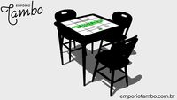 Mesa de jantar azulejo quadrada 3 cadeiras para cozinha pequena - Preta - Empório Tambo