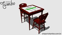 Mesa de jantar azulejo quadrada 2 cadeiras para cozinha pequena - Imbuia - Empório Tambo