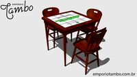 Mesa de jantar azulejo quadrada 3 cadeiras para cozinha pequena - Imbuia - Empório Tambo